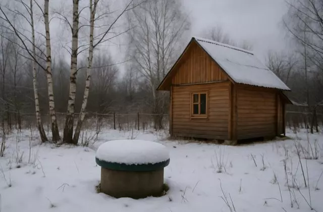 Законсервированная на зиму скважина на даче